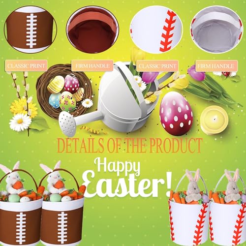 XinblueCo Baseball Basket Easter Baskets for Canvas Easter Egg Hunt Baskets - color: baseball basket1