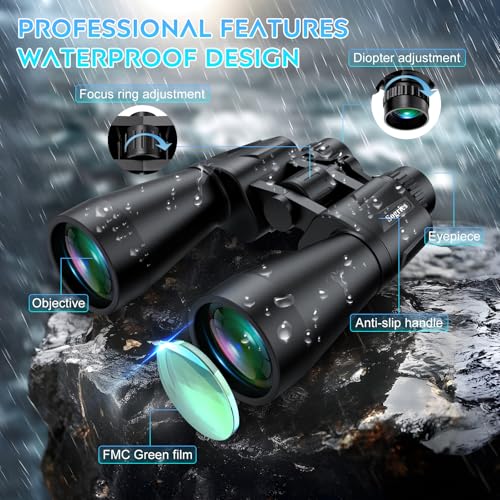 20x60 Binoculars for Adults High Powered | Waterproof & Fog Proof Compact Binoculars for Bird Watching with Low Light Vision, Hunting,Travel,Includes Carrying Bag - size: 20X60