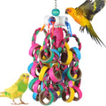 lovyoCoCo Bird Toys Conure Toys,Bird Parrot Foraging Shredder 24 Pcs Colorful Bagel Chewy Rings for Small Parrots Parakeets Conures Cockatiels Love Bird Cage Accessies (W) - color: W