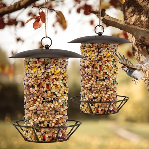 Cylinder Suet Cake Bird Feeder S-6-2 Seed Cake Bird Feeder Antique Copper Metal Feeders for Outdoor Garden Hanging Yard Decoration Wild Birdfeeding