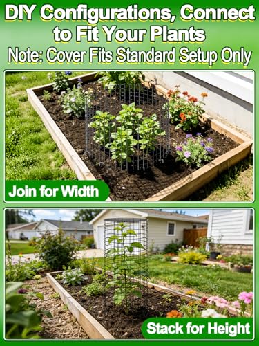 16''H x 11''Dia Plant Protectors from Animals - Full-Protection Anti-Rust Plant Cages with Covers for Outdoor Plants, Wire Garden Cloches for Plants Strawberry Keeping Chicken Rabbits Out, 4 Sets