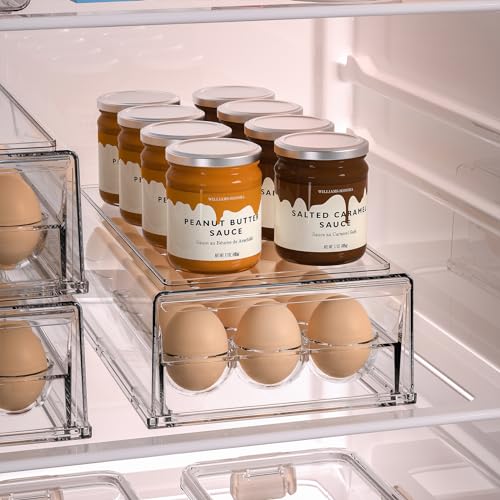 Egg Container for Refrigerator BPA Free Refrigerator Organizer Bins,Stackable Egg Holder for Refrigerator,18 Egg Tray,Clear - size: 18 Egg Holder