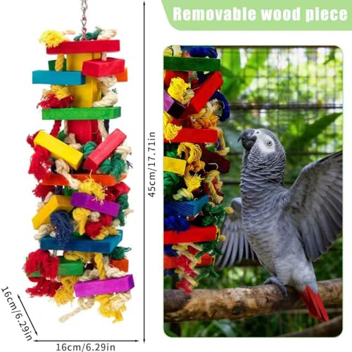 Parrot Toys for Large Birds, Natural Wood Chew Toy | Strong construction withstands daily chewing by macaws, African greys and similar large birds.