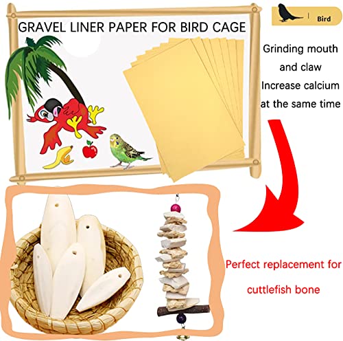 Firdnyohs 20PCS Gravel Paper for Bird Cage,11x17 Inch Bird cage Liner Gravel Paper Special for Bird Cage in sea Sand-Great for Hard-Billed Birds Safe& Clean & Easy for Improved Digestion… - size: 11" x 17"