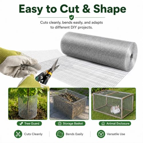 Galvanized Hardware Cloth 1/2 in. x 6 ft. x 100 ft. 19-Gauge | Wire Mesh Roll, Chicken Wire Fencing, Wire Fence Roll, Welded Wire, Rodent Mesh, Wire Cloth, Galvanized Mesh - size: 1/2'' x 72'' x 100'