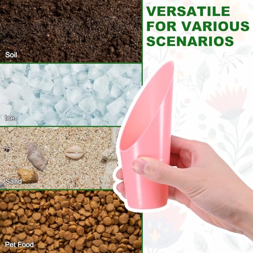 M METERXITY 6-Pack Bonsai Soil Scoops, Plastic Garden Soil Scoops Bucket Shovel Potting Scoopers for Transplanting/Flower Planting/Plant Succulent, Colorful Small Gardening Tools [Green, Pink] - color: Green, Pink