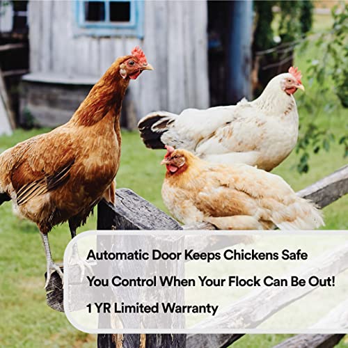 Harris Farms Automatic Chicken Coop Door, 3 Modes, Battery Operated | Automatic Coop Door, Battery Powered Operation, Weather-Resistant Design, Easy Installation for Backyard Coops