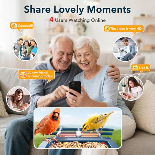 PeckCam® Bird Feeder with Camera Solar Powered 2K Live Video Auto Capture | AI Bird Species Identification, Instant App Alert, IP65 Waterproof, Easy Setup, Backyard Bird-Watching, Gift for Bird Lovers - color: Blue