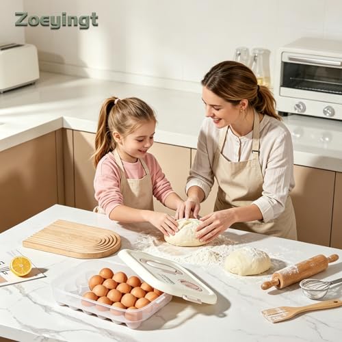 Egg Organizers for Refrigerator with Lids and Handle Home Kitchen Essentials Fridge Stackable Countertop Portable Clear Egg Containers Reusable and Storage for Keep Fresh -Pack of 2-