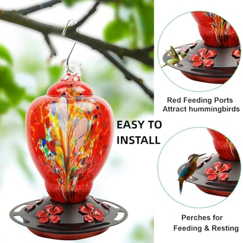 WOSIBO Hummingbird Feeder Replacement Bottom Base Replacement Part Includes Red Plastic Base Metal Top and Brushes (Black Circle) - color: Black Circle