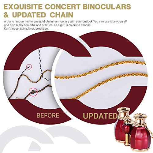 ESSLNB Opera Glasses Binoculars for Women Adults 4X30mm Theater Glasses Compact Binoculars for Theater and Concerts Antique with Case Removable Chain (Red) - color: Red