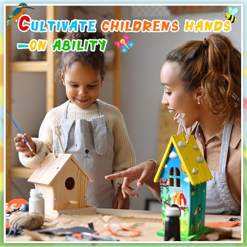 Liliful 4 Pack Bird House Kits for Kids, Wooden DIY Birdhouse Kit to Build and Paint, Birdhouse Craft Kit, Classroom Arts and Crafts Gift for Kids Ages 4-8 8-12 Boys Girls (Holiday Style) - color: Holiday Style