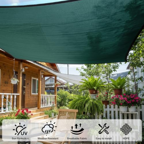 SUNNY GUARD Sun Shade Cloth, 6.5 x 10 FT Green HDPE Mesh | 85-95% Breathable shade cover creates a cooler space for plants, vegetables, greenhouses, patios, chicken coops, and kennels - color: 90 SHADE-GREEN, size: 6.5 FT x 10 FT