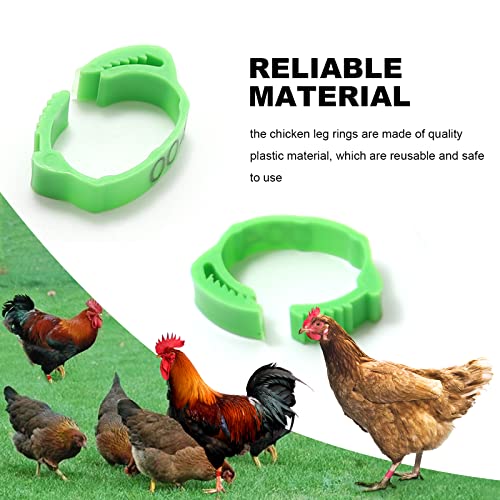 100 Pcs Chicken Leg Bands Adjustable Chicken Marker 6 Slots 20mm Chicken Leg Marker Rings Colorful Poultry Leg Rings Numbered Chicken Leg Rings (Red Rose Orange Yellow Green)