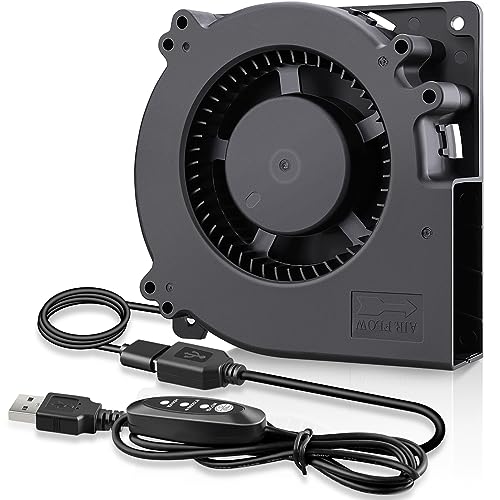 GDSTIME Quiet 120mm USB Blower Fan with 3 Speed Control, 5V DC Brushless | Centrifugal Squirrel Cage Blowers, for Receiver DVR Xbox Modem AV Cabinet Cooling, Type-A USB Plug, L/M/H Adjustable Speed - size: 120mm x 32mm