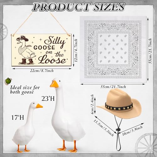 Cowboy Porch Goose Outfit Decoration Set,White,Khaki - color: Khaki, White