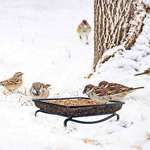 Ground Bird Feeder Tray, Metal Platform Mesh Seed Tray for Bird Feeders, Great Attracting Garden Yard Decoration for Wild Birds Squirrels Dove (1 Pack) - size: 7x7 inches (1 pack)