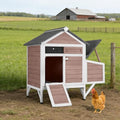 Chicken Coop Outdoor Weatherproof Chicken House with Lockable Nesting Box Slide-Out Cleaning Tray 2 Round Perches & Elevated Predator-Proof Base for 2-4 Chickens Ducks Brown - color: Brown