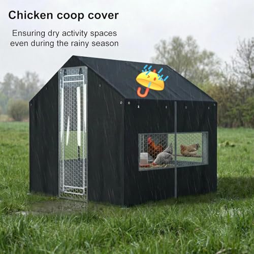 Outdoors Chicken Coop Cover 6.6x6.6x6.6ft All-Weather （Covers Only） | Premium 600D Oxford Fabric – Waterproof, Snowproof & UV-Resistant Outdoor Chicken Coop Protection - size: 79.0"L x 79.0"W x 79.0"H