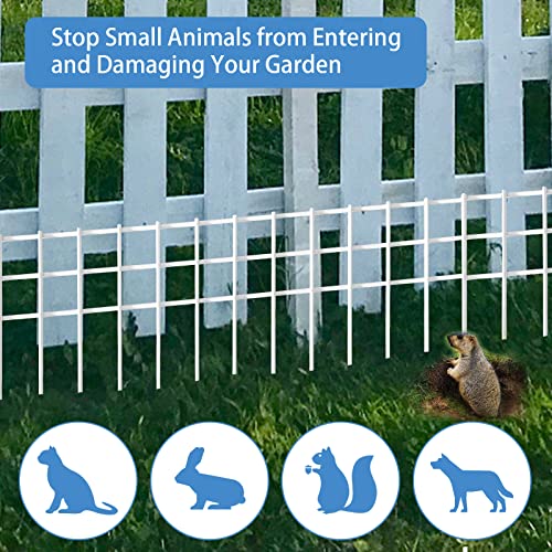 32x10-inch No Dig Animal Barrier Fence, 10 Pack White Dig Protective Fence with 1.5 inch Spike spacing, Dog/Rabbit/Groundhog Underground Defence, for Outdoor Garden Patio - size: 32x10-10P- white