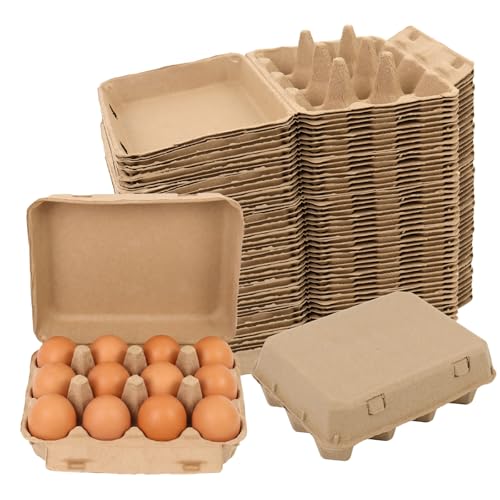 Egg Cartons 12 Count, 50 Pack Cardboard Egg Cartons Cheap Bulk, Reusable Paper Egg Holder for Supermarkets Kitchen - size: 3x4