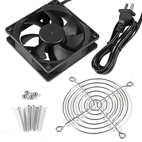 UMLIFE 2Pack AC Power Axial Fan 110V 120V 9025 90mm x 25mm Dual Ball Metal for DIY Ventilation Exhaust Projects Cooling - color: 90x25mm