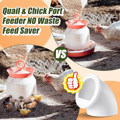 Teenyyou 20 Pack Quail Feeders No Waste Chicken Feeder Port DIY Chick Feed Saver Quail Supplies for Coturnix Small Poultry Farm Bucket Bin Container (1.5 Inch,White) - color: White, size: 1.5 Inch