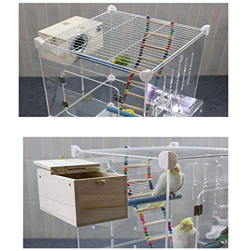 PINVNBY Parakeet Nesting Box Bird House Wood Breeding Box Parrots Mating Box for Lovebirds,Cockatoo,Budgie, Finch,Canary and Medium-Sized Birds(L) - size: Large