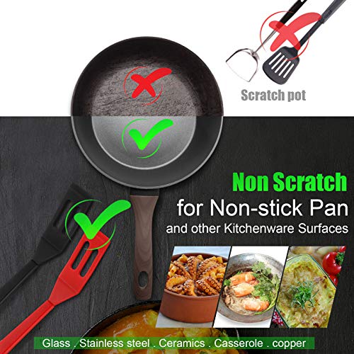 Mini Brownie Serving Spatula Flexible Nonstick Silicone Serve Turner Heat-Resistant Cookie Slotted Spatula for Flip Egg in Small Frying Pan Cookie Batter Lemon Squares(Red and Black,2 Pieces) - color: Red and Black