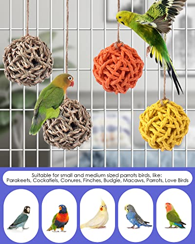 Bissap 6PCS Small Parrot Chew Toys, Sola Balls Conure Chewing Foraging Toys Colorful Bird Foot Balls for Cockatiels Cockatoos Parakeets Love Birds Small Parrot Cage Bite Toys - style: Balls