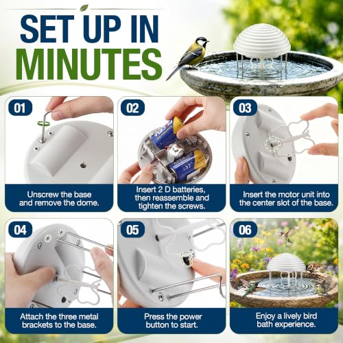 Bird Bath Water Circulator with 2 D-Cell Batteries, Quiet Waterproof Bird Bath Agitator, Birdbath Bubbler Keeps Water Moving & Attracts Birds for Outdoor Patio Garden(Butterfly Paddle) - style: Butterfly Paddle