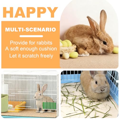Rabbit Scratcher Mat - DIY Trimmable Self-Adhesive Bunny Scratch Pad Roll, 12 Inch x 3.28 ft Small Animal Scratching Rug for Cage, Biting, Sleeping & Nesting,Safe Scratch Mat for Rabbits & Small Pets