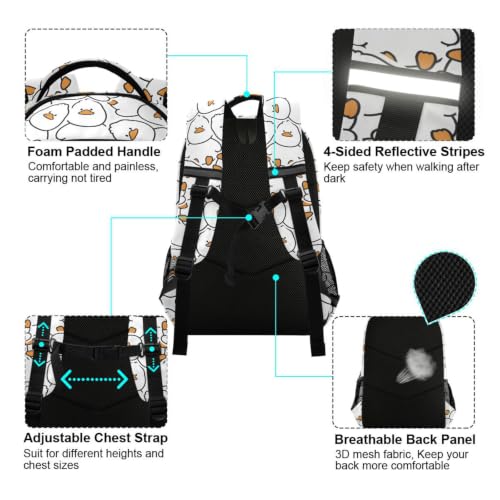 Kids Cute Duck Backpack for Boys Girls School Bags | Elementary Middle, Travel Daypack Lightweight Waterproof with Reflective Strip - color: Cute Duck