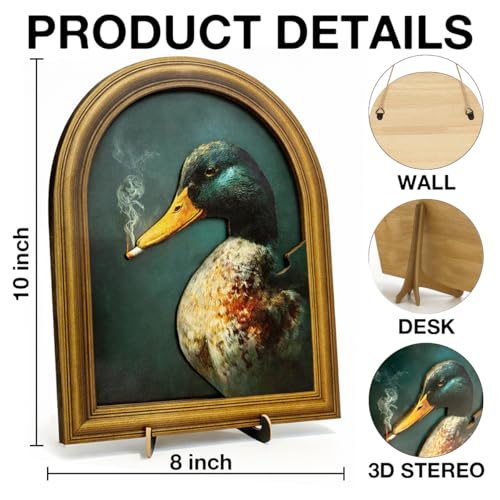 3D Funny Mallard Duck Decor Sign Vintage Farmhouse Wall Art for Home 8x10 | Wooden Duck Animal Decor Sign for Desk Table Kitchen Bar Wall Shelf, Housewarming Gifts - color: color-D
