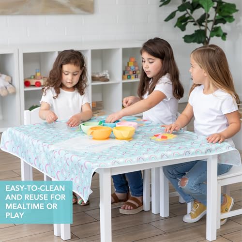 Bumkins Baby Splat Mat - Under High Chair Mess Mat for Kids, Waterproof Reusable Fabric, Arts & Crafts, Playtime, 42inx42in, Rainbow Blue - color: B4 Rainbows