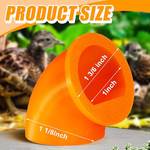 Teenyyou 20 Pack Quail Feeders No Waste Chicken Feeder Port DIY Chick Feed Saver Quail Supplies for Coturnix Small Poultry Farm Bucket Bin Container (1 Inch,Orange) - color: Orange, size: 1 Inch