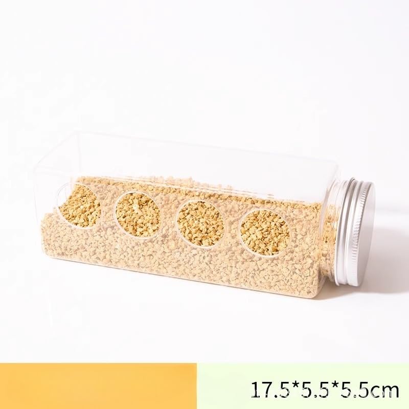 Button Quail Transparent Feeder, 4 Hole Seed Feed Box Container for Multiple Birds, No Mess Design for Clean Eating(Transparent)