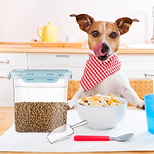 Patelai 6 Pcs Dog and Cat Food Storage Containers with Scoops Set Plastic Pet Food Storage Containers Stackable Airtight Dry for Kitchen 1.27 Qt, 2.4 Qt, 4 Qt(Blue) - color: Blue