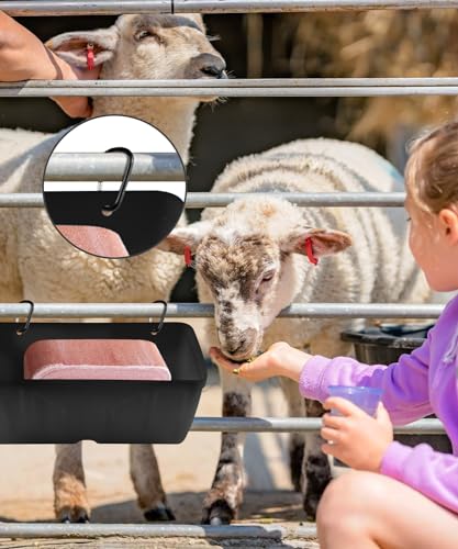 Chicken Feeder, 2 Pack, Poultry Feeders and Waterers, Hanging Goat Feeder, Livestock Fence Feeder, Feed Trough and Waterer Bucket with Clips, Black - color: 2 Pack Black