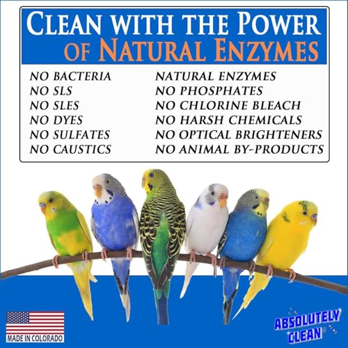 Absolutely Clean Amazing Bird Cage Cleaner and Deodorizer - Just Spray/Wipe - Safely & Easily Removes Bird Messes Quickly and Easily - Made in The US - Fragrance Free - (16oz Pack of 6) - style: 16 Fl Oz (Pack of 6)