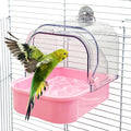 Tfwadmx Bird Cage Bath Hanging Parrot Bath Tub Water Shower Food Feeder Holder Tray Bird Bath Supplies for Small Birds Canary Budgies Cockatiel Lovebirds (Pink) - color: Pink