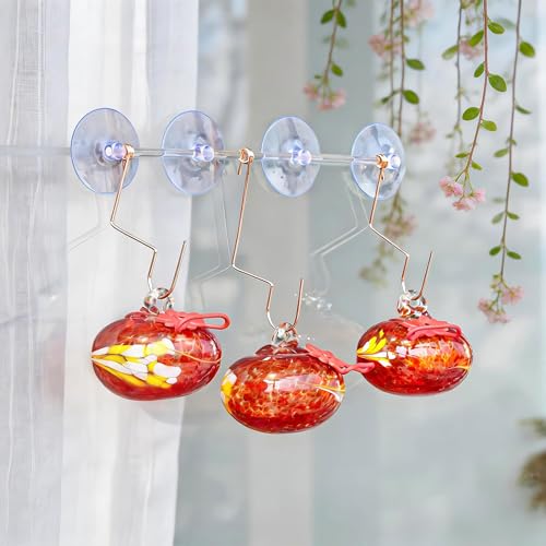 3PCS Window Hummingbird Feeder with Suction Cups(Red) - color: Red