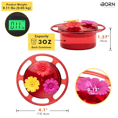 iBorn Handheld Hummingbird Feeders for Outdoors, Hummingbird Hand Feeder 3OZ Mini Bird Feeders for Outdoors,3 Bee Guard Feeding Ports, Silicone Flower, Red (Set of 1) - style: Handheld 3oz,1 Set