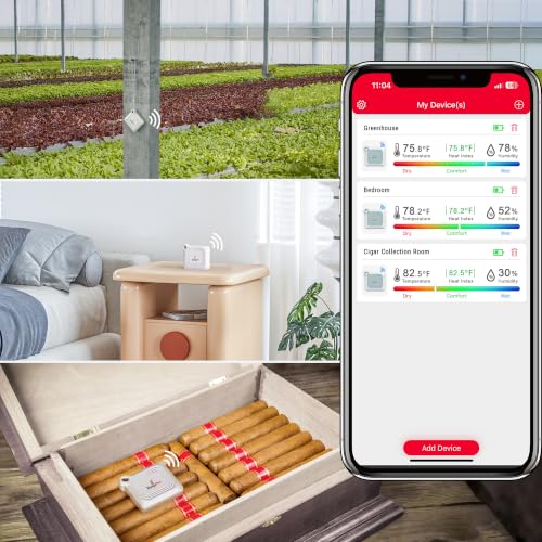 TempPro TempAir Bluetooth Thermometer Hygrometer, 260 ft Temperature Sensor | Greenhouse Thermometer with Remote App Control, Temperature and Humidity Monitor with 2-Year Data Logging Export