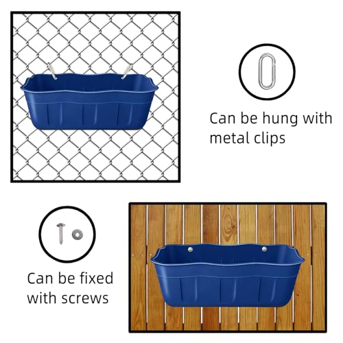 Chicken Feeder Waterer,Hanging Goat Feeders,Feed Trough 3.5 Quart 2 Pack,Hanging Fence Feed Trough for Poultry Livestock,Blue - color: Blue, size: 3.5 Quart (2 Pack)