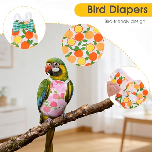 4 Pcs Bird Diaper, Reusable Parrot Diaper with Waterproof Inner | Cute Parrot Nappy Urine Wet Suit Costume Washable Cockatiel Clothes Bird Diapers Clothes for Budgie Canary Parakeet Macaw