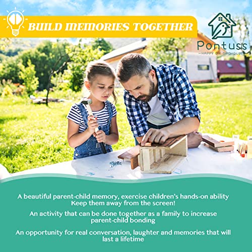 DIY Birdhouse Kit with Paint Set - Kids' Wood Craft Kits - Make a Bird House Kit for Kids - DIY Woodcraft Building Projects for Kids and Adults- STEM Teaching Tools