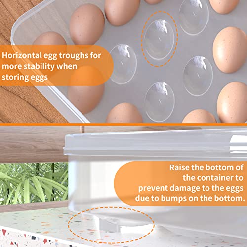 Deviled Egg Containers with Lid, (Set of 2), Plastic Egg Holder for Refrigerator for 48 Eggs, Clear Storage Deviled Egg Carrier Tray, Fridge Stackable Countertop Portable Egg Dispenser - color: Clear, size: 48 Eggs