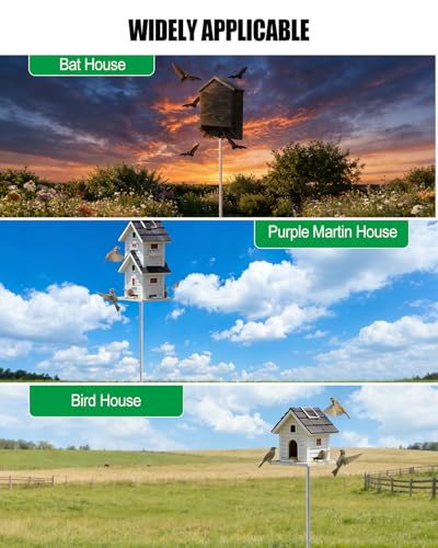 15FT Telescoping Stainless Steel Bat House Pole Kit with Ground Socket | Adjustable 5-Section Stainless Steel Pole with Ground Socket for Purple Martin Houses, Birdhouses and Outdoor Wildlife Mounti