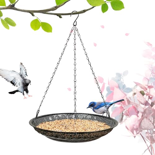 CQAIRIOU Premium Hanging Bird Feeder Tray,Size 11.8” Large Platform Bird Feeder Stainless Steel Mesh Tray,Wild Bird Feeder for Outside Hanging Seed Platform - size: 1 Set Hanging Bird Feeder Tray